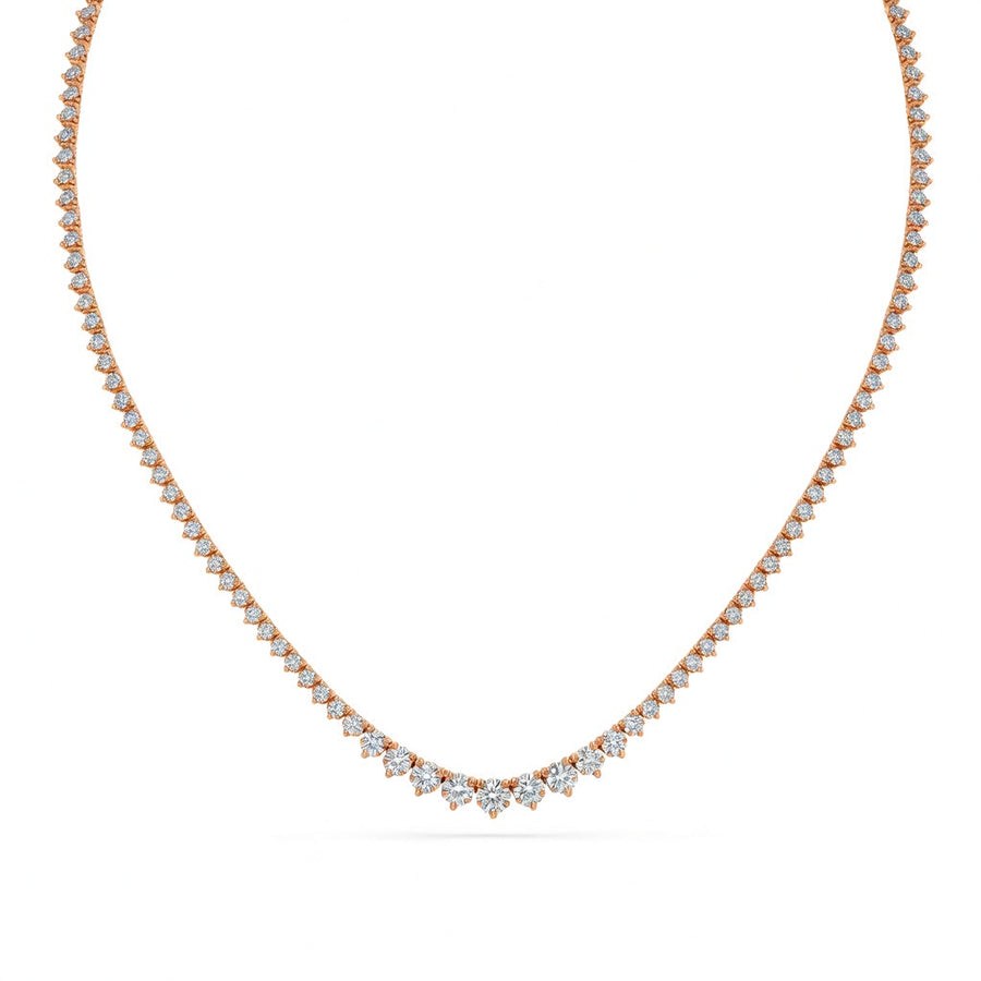 9.7 Ct Round Cut Diamond Tennis Necklace VS1 D-F White Gold 14k