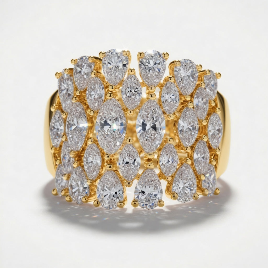 4.05 CT Lab-Grown Diamond Dome Fashion Ring in 14K White Gold (D–F / VS1–VS2)