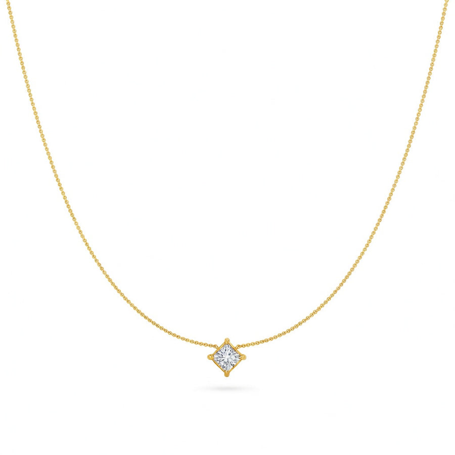 1 Ct Princess Cut Diamond Pendant Necklace VS1 D-F White Gold 14k