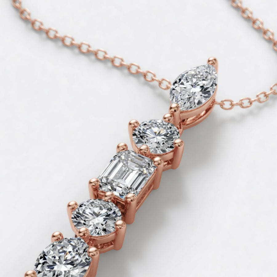 2.00 CTW Multi-Shape Lab-Grown Diamond Pendant with Adjustable Chain (D–F / VS1–VS2)