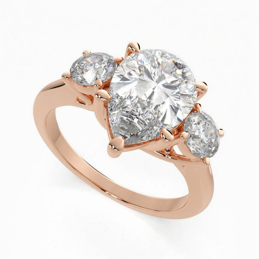 Hana 4.2 Carat Pear Cut 3 Stone Engagement Ring