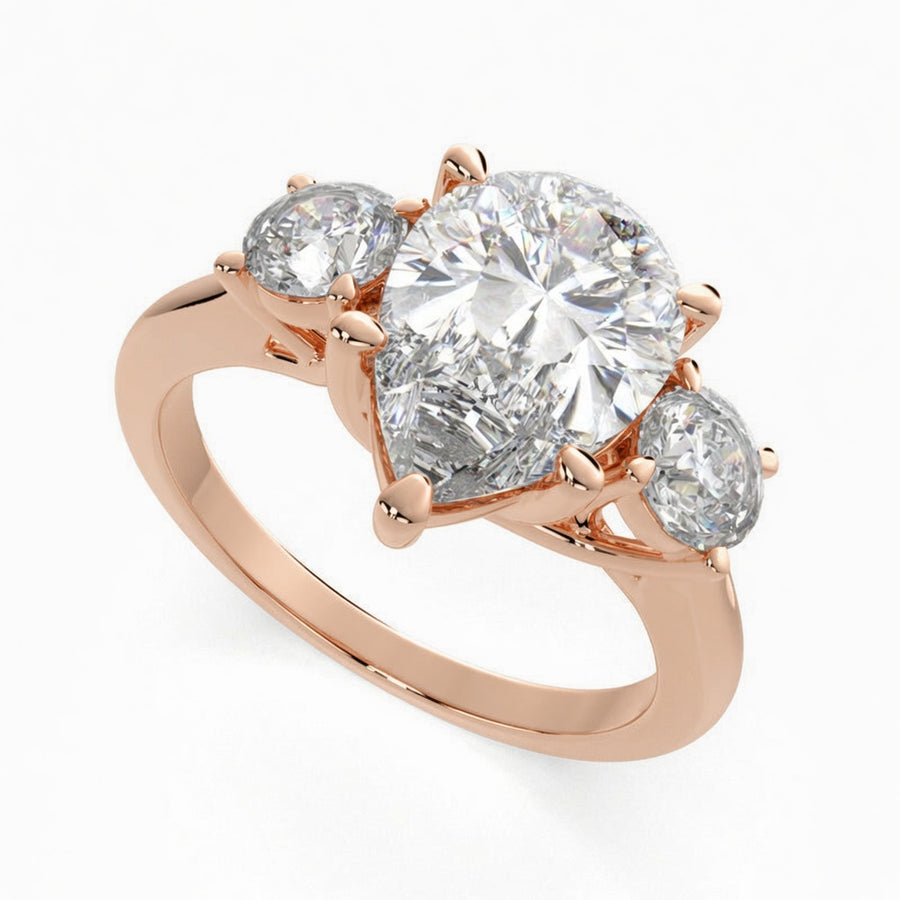 Hana 4.2 Carat Pear Cut 3 Stone Engagement Ring