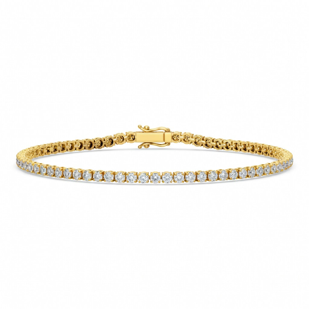 3.08 Carat Round Cut Diamond Tennis Bracelet VS1 D F White Gold 14k