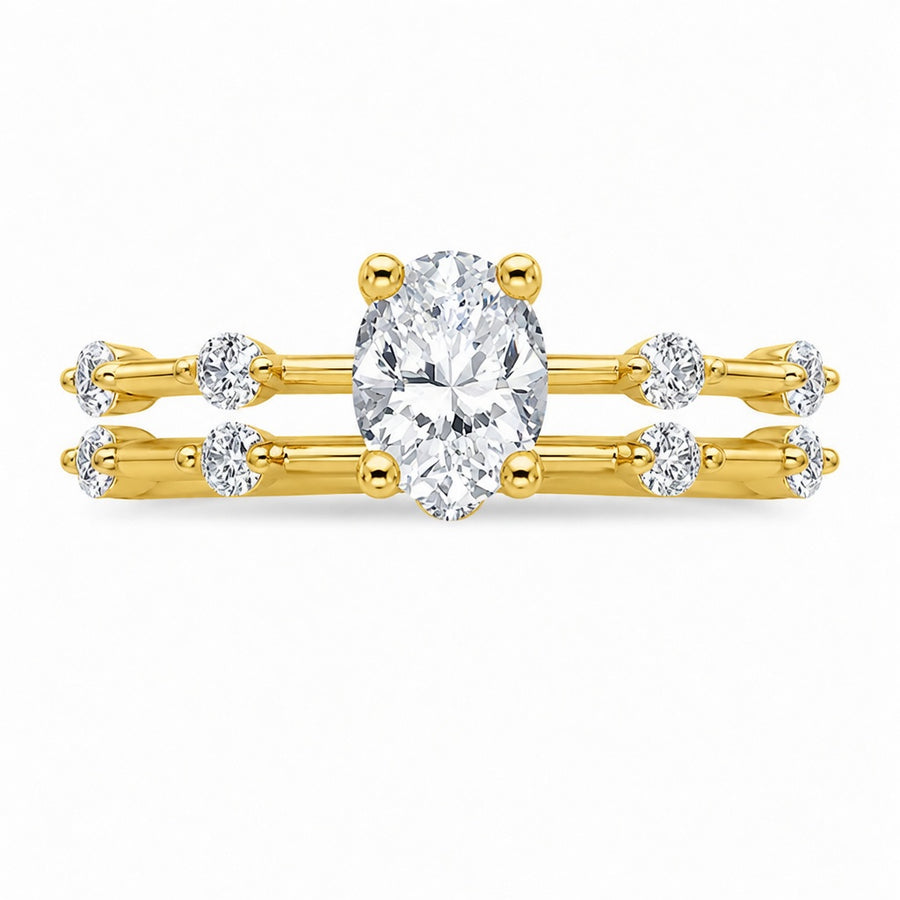 2.00 CT Aimee Lab-Grown Diamond 2PCS Bridal Set in 14K Yellow Gold – Ultra-Thin Modern Wedding Ring Design