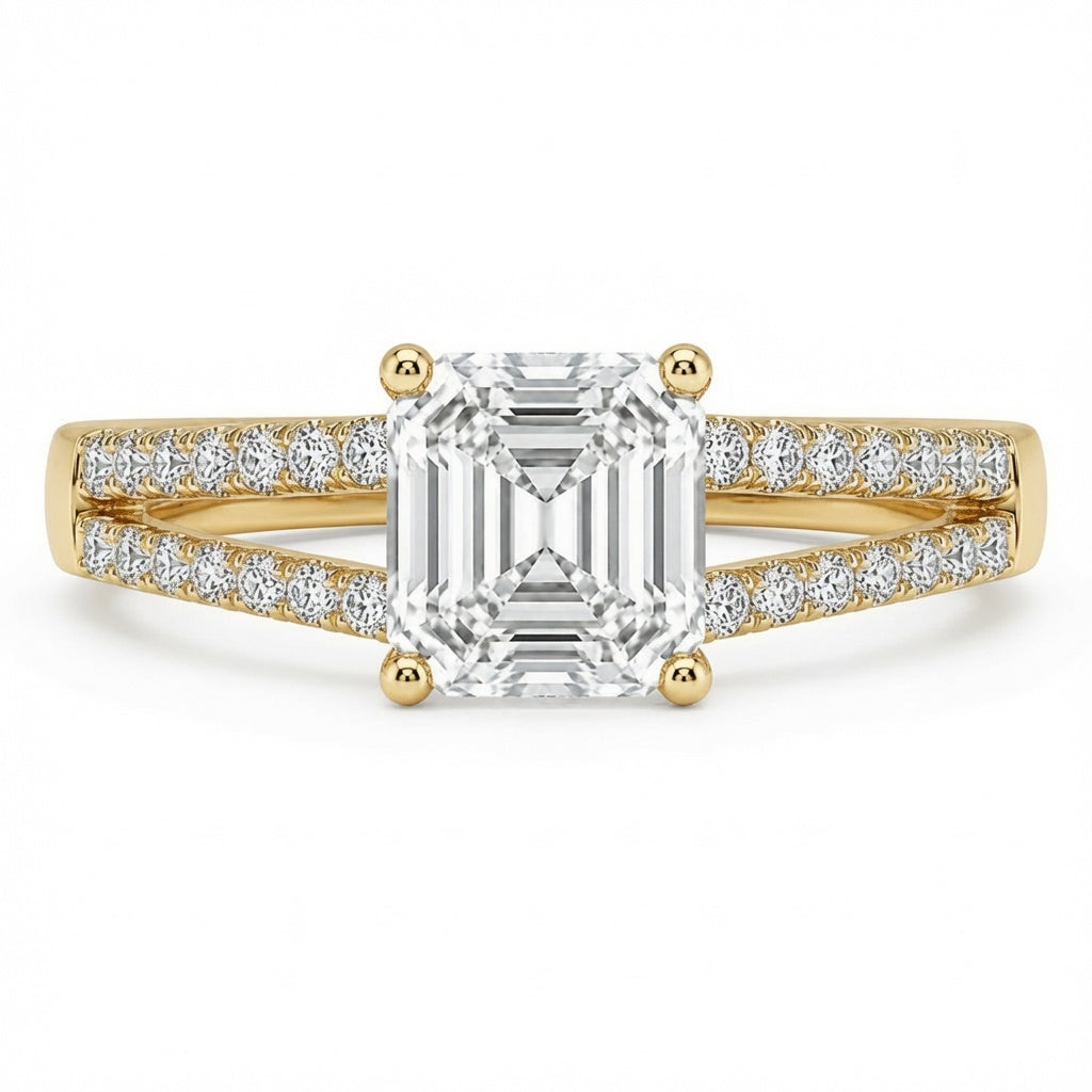 2.00 CT Asscher Cut Lab-Grown Diamond Solitaire Engagement Ring in 14K White Gold – Classic Bridal Design