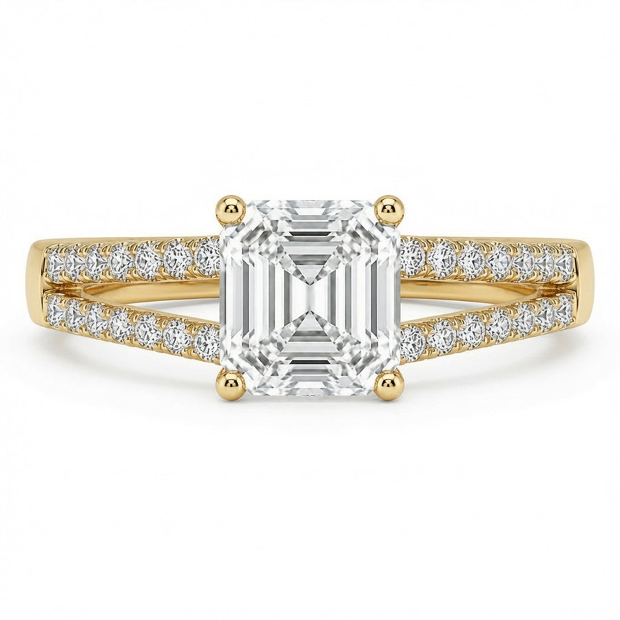 2.00 CT Asscher Cut Lab-Grown Diamond Solitaire Engagement Ring in 14K White Gold – Classic Bridal Design