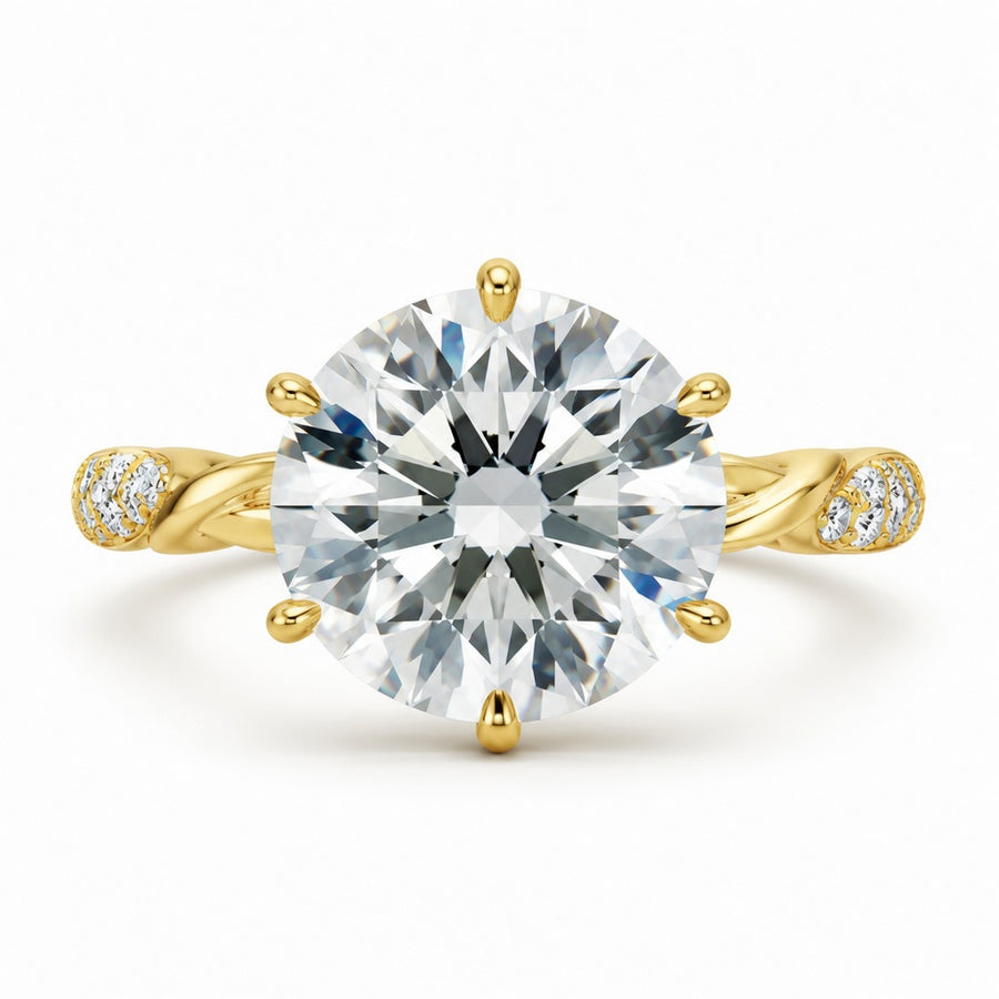 3.00 CT Round Lab-Grown Diamond Hidden Halo Engagement Ring in 14K White Gold – Lotus Floral Infinity Twist Vine Band Design