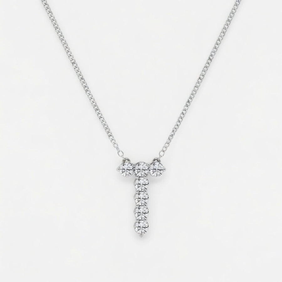 1.00 CTW Round Lab-Grown Diamond Initial T Personalized Pendant (D–F / VS1–VS2)