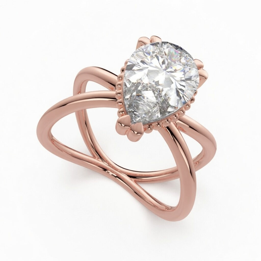 Tatiana 4 Carat Pear Cut Solitaire Split Shank Engagement Ring