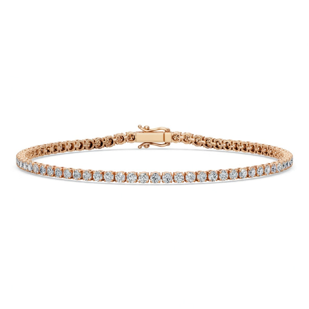 3.08 Carat Round Cut Diamond Tennis Bracelet VS1 D F White Gold 14k
