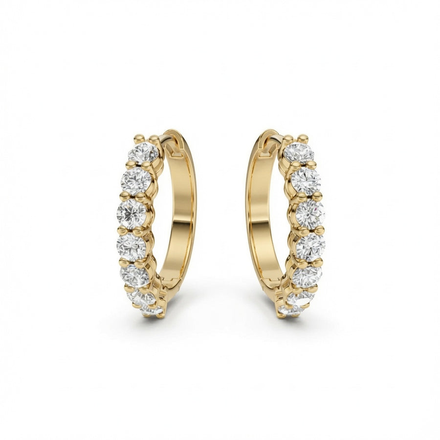 1.1 ct Round Cut Hoop Prong Hinged Diamond Earrings VS1 D White Gold 14k