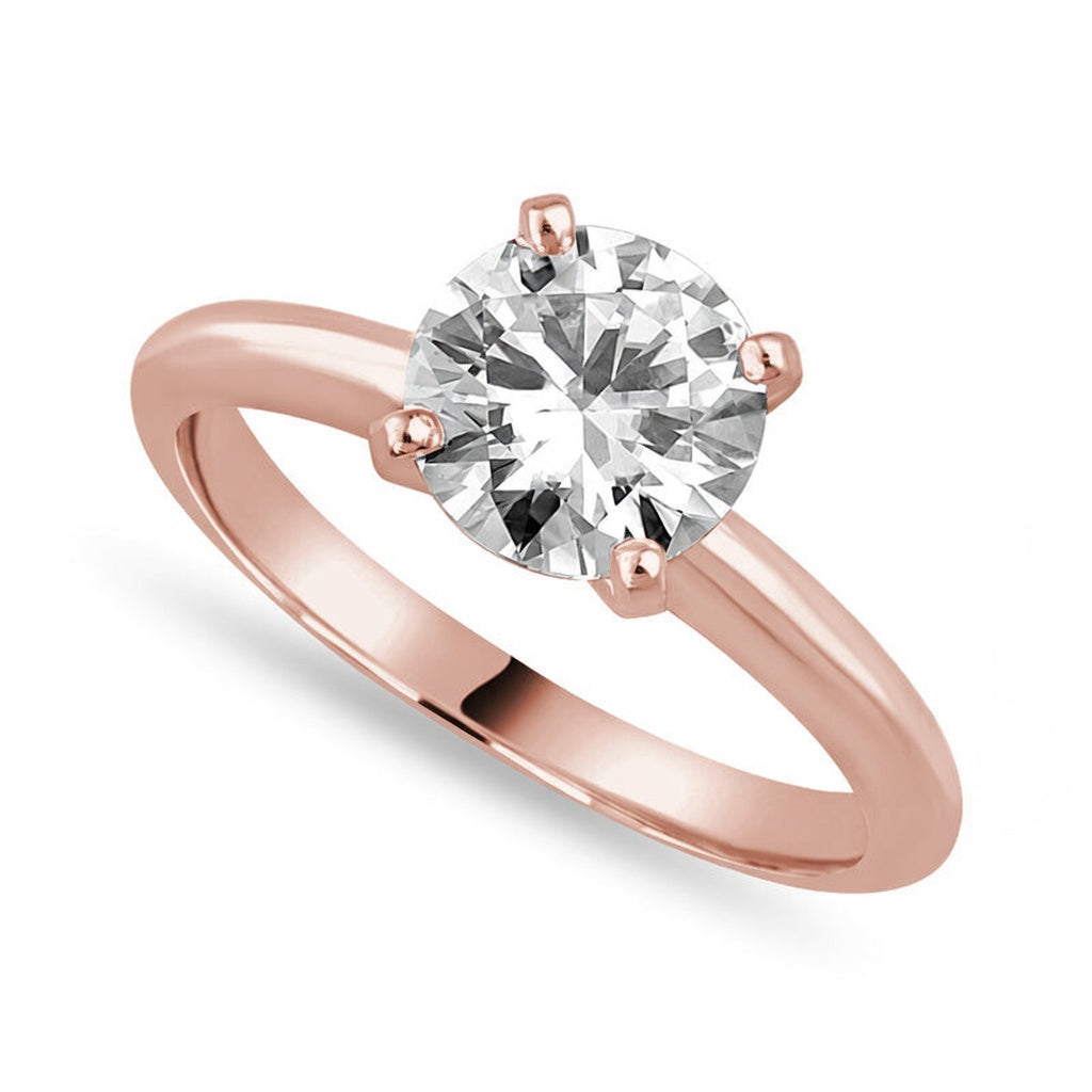 Violet 3 ct Lab Grown Round Cut Classic 4 Prong Diamond Engagement Ring