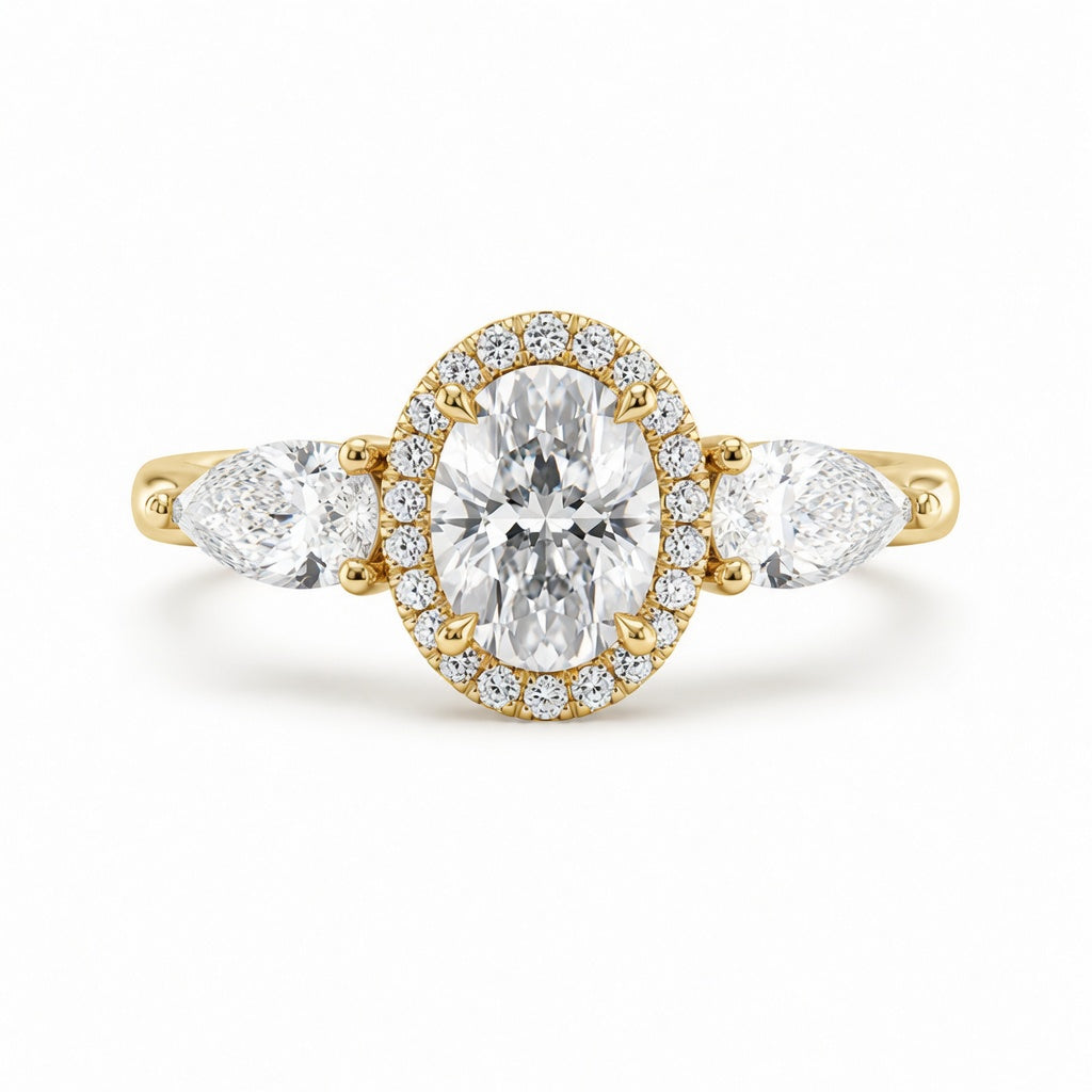 3.00 CT Oval Lab-Grown Diamond Three-Stone Engagement Ring in 14K White Gold – IGI Certified Promise Design