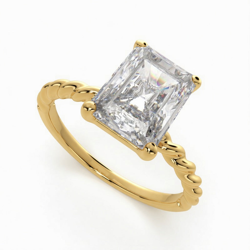 Renata 1 Carat Radiant Cut Solitaire Rope Engagement Ring