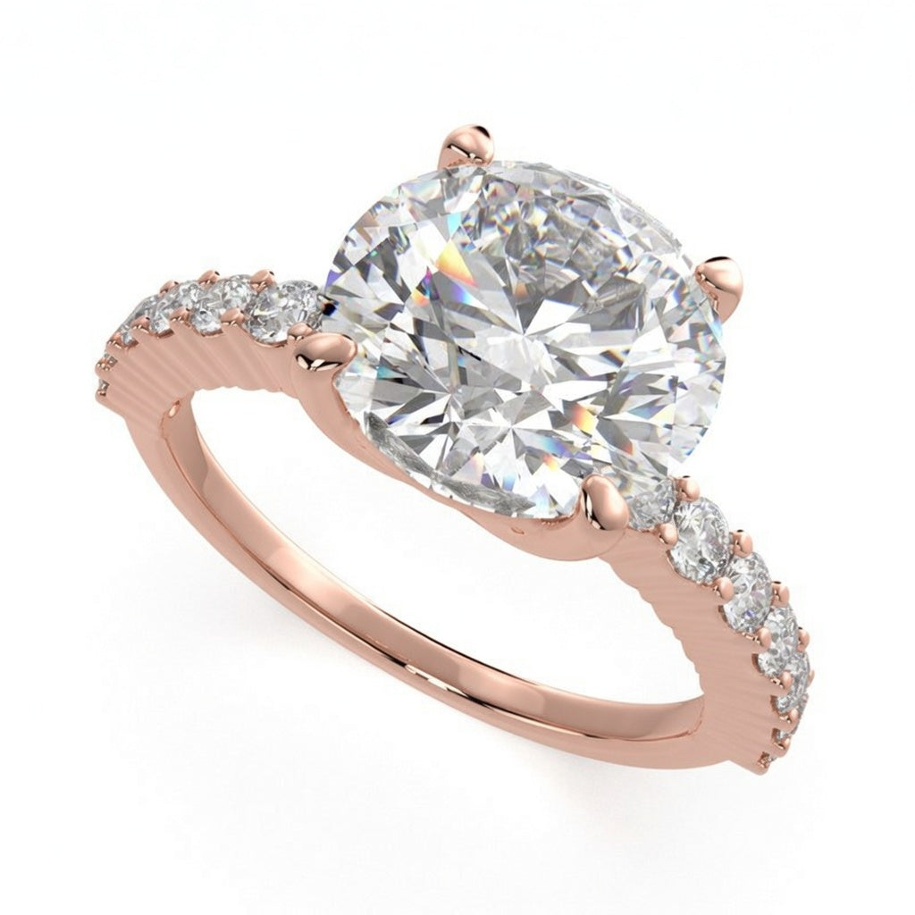 Lavinia 2.35 Carat Round Cut Side Stone 4 Prong Engagement Ring