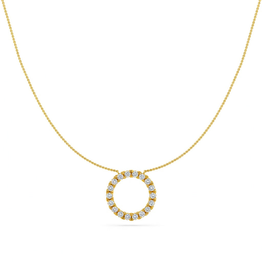 1.3 Ct Round Cut Diamond Pendant Necklace VS1 D-F White Gold 14k