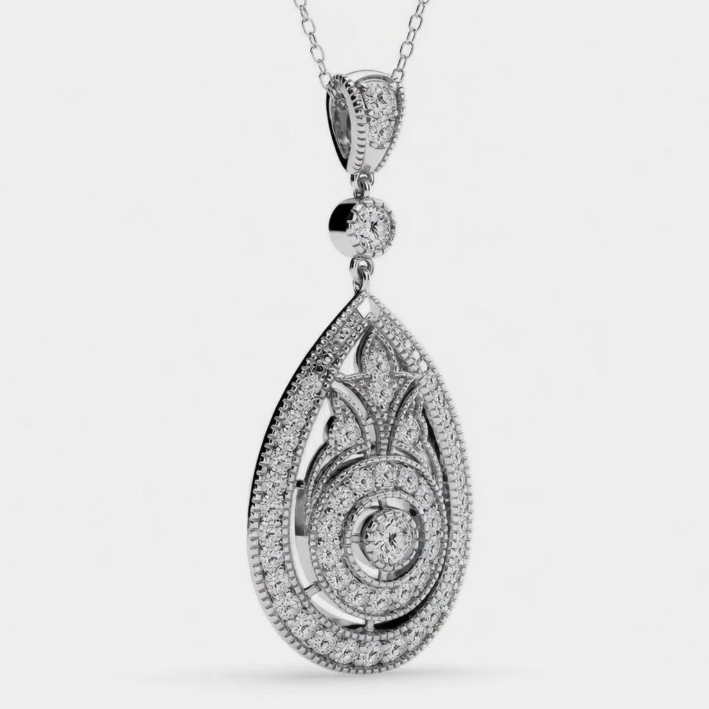 1.00 CTW Round Lab-Grown Diamond Vintage Pendant (D–F / VS1–VS2)