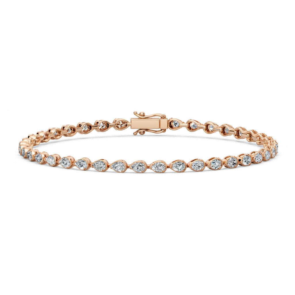 4.1 Carat Pear Cut Diamond Tennis Bracelet VS1 D F White Gold 14k