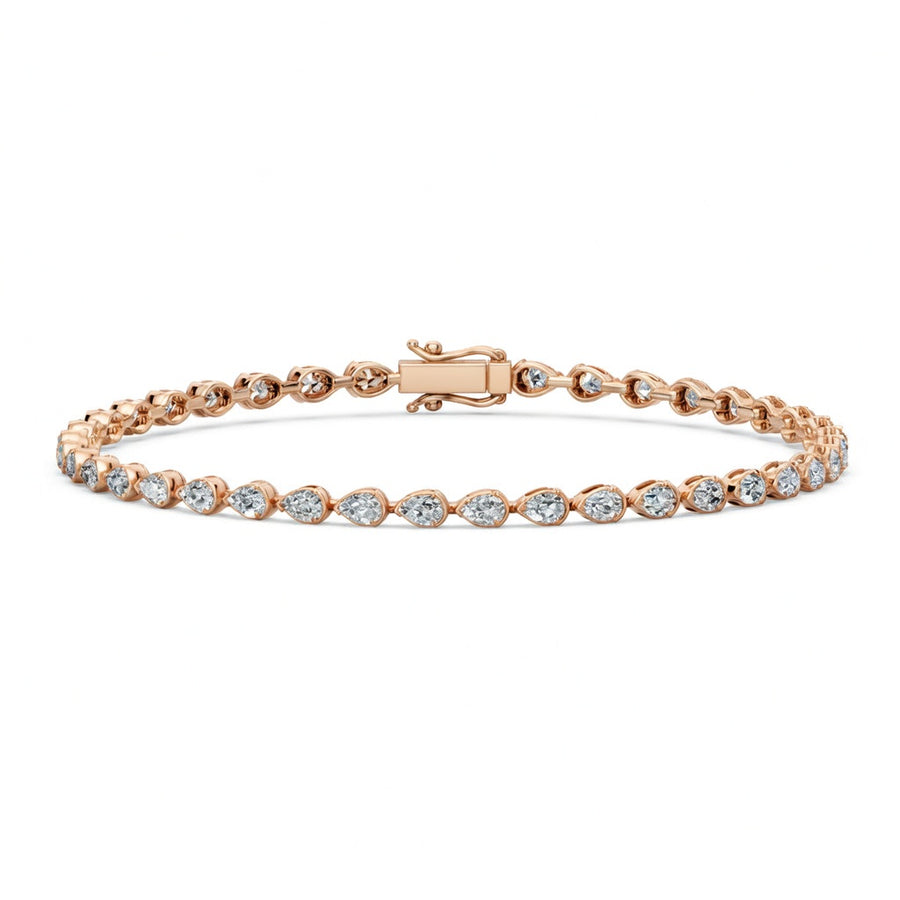 4.1 Carat Pear Cut Diamond Tennis Bracelet VS1 D F White Gold 14k