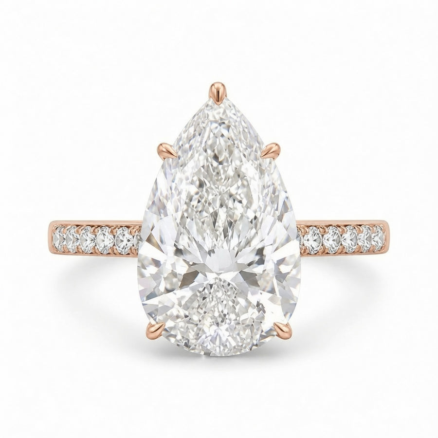3.00 CT Pear Lab-Grown Diamond Hidden Halo Engagement Ring in 14K White Gold – Anniversary Solitaire Design