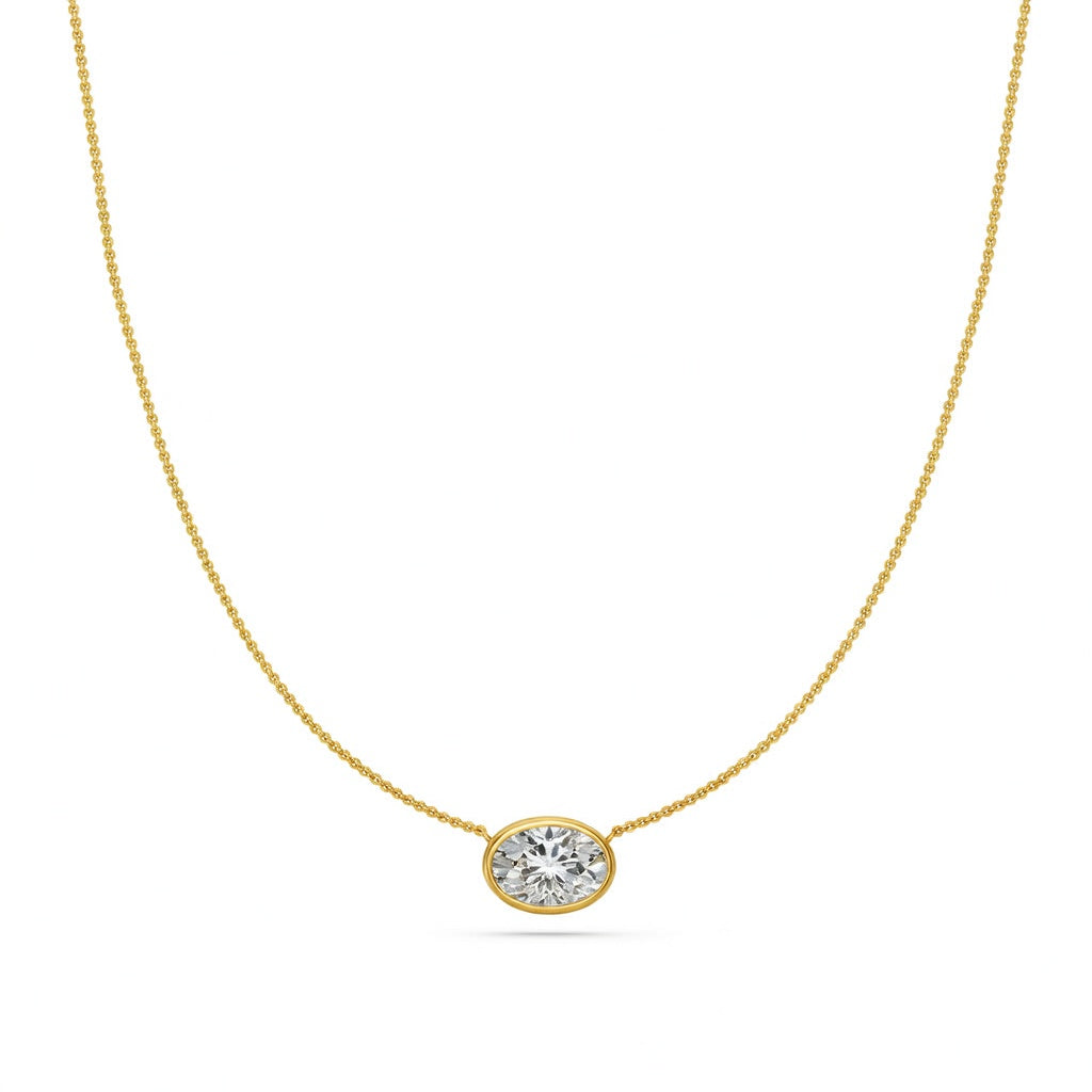 2 Ct Oval Cut Diamond Pendant Necklace VS1 D-F White Gold 14k