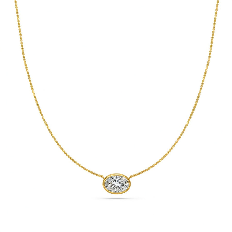 2 Ct Oval Cut Diamond Pendant Necklace VS1 D-F White Gold 14k