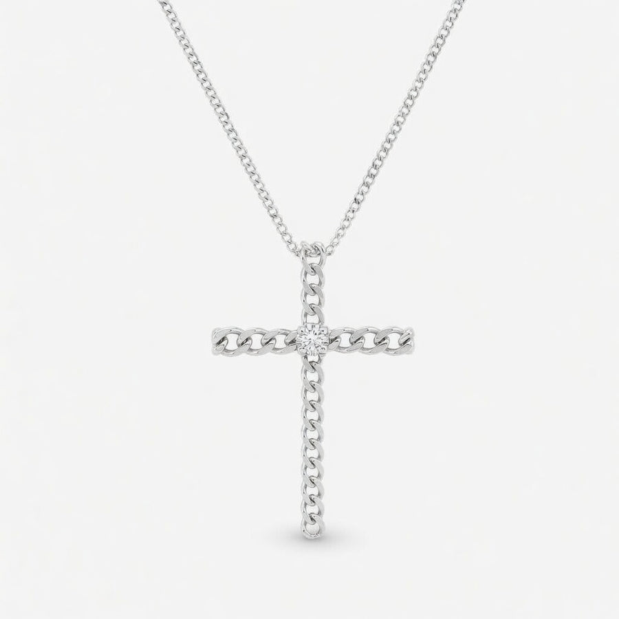 14K White Gold French Pavé Cross Lab-Grown Diamond Pendant (2.00 CTW – D–F / VS1–VS2)