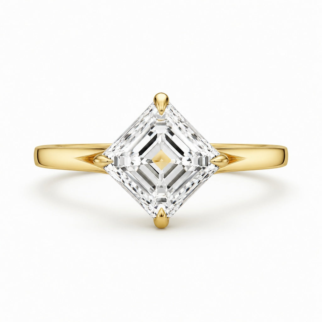 3.00 CT Asscher Cut Lab-Grown Diamond Solitaire Engagement Ring in 14K White Gold â€“ Split Shank Anniversary Design from Diamond Studio