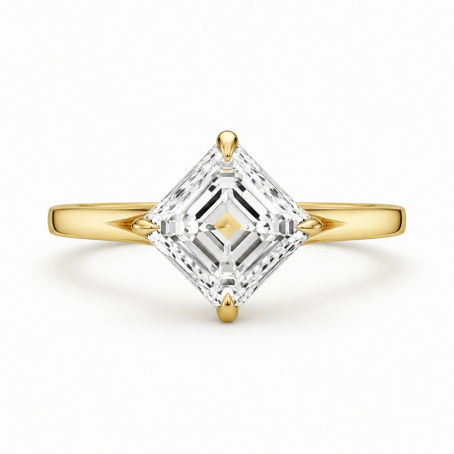 3.00 CT Asscher Cut Lab-Grown Diamond Solitaire Engagement Ring in 14K White Gold – Split Shank Anniversary Design
