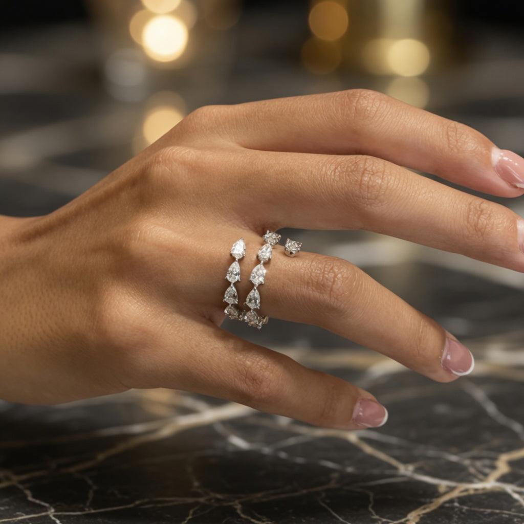 3.40 CT Lab-Grown Diamond Wrap Fashion Ring in 14K White Gold (D–F / VS1–VS2)