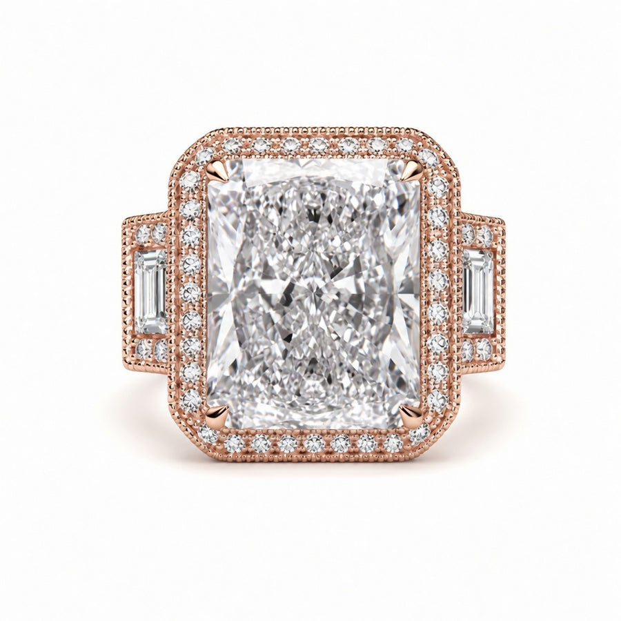 5.00 CT Radiant Cut Lab-Grown Diamond Three-Stone Engagement Ring in 14K White Gold – Anniversary Trilogy Design