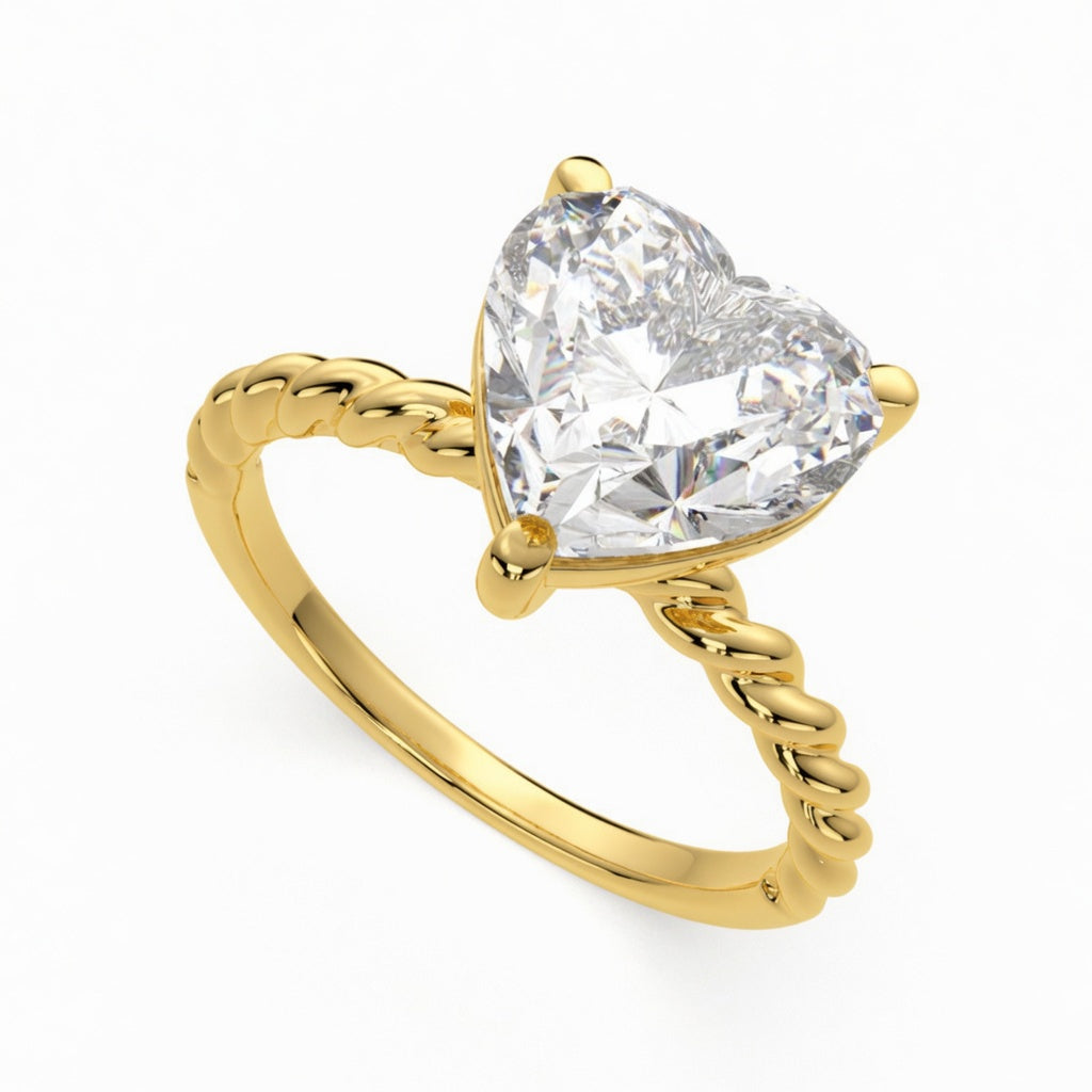 Renata 2 Carat Heart Cut Solitaire Rope Engagement Ring
