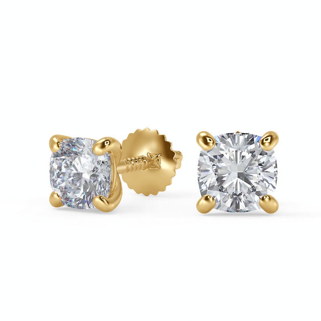 4.5 Ct Cushion Cut Stud Diamond Earrings VS1 D Screw Back White Gold 14k