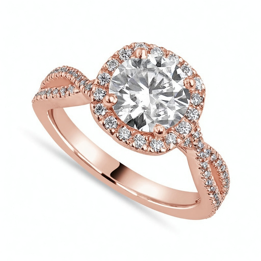 Eliana 2.37 ct Lab Grown Round Cut Halo Pave Diamond Engagement Ring