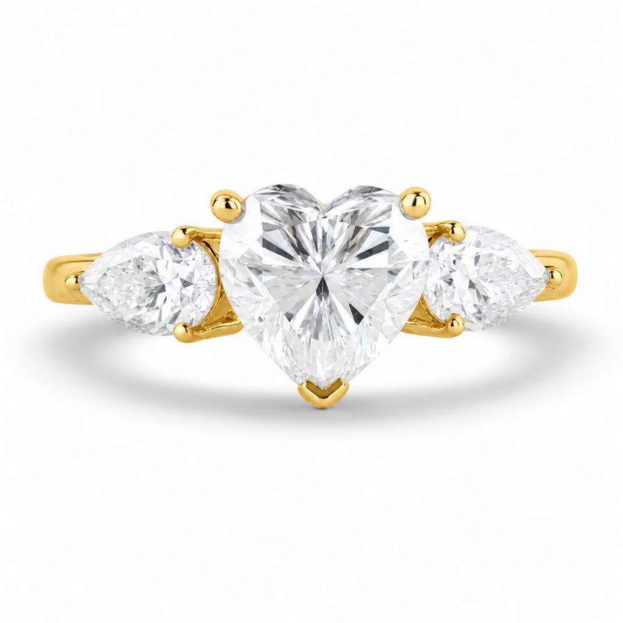 2.00 CT Heart Cut Lab-Grown Diamond Three-Stone Engagement Ring in 14K White Gold – Anniversary Promise Design