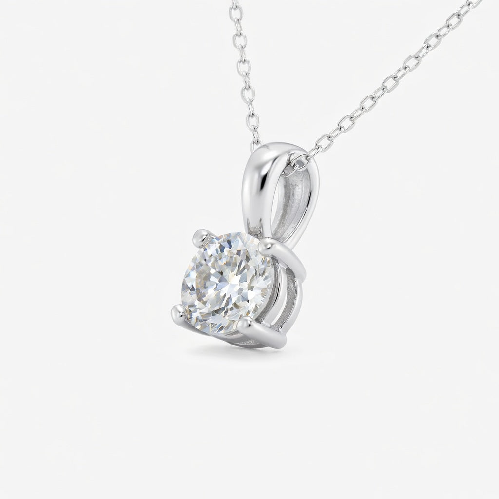 14K White Gold Twisted Floral Solitaire Lab-Grown Diamond Pendant (1.00 CTW – D–F / VS1–VS2)