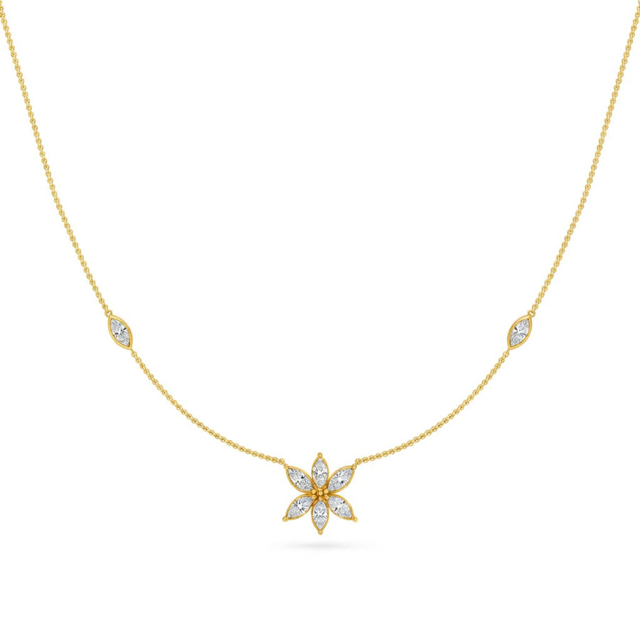 1 Ct Marquise Cut Diamond Chain Necklace VS1 D-F White Gold 14k