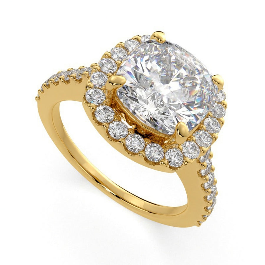Isadora 3.4 Carat Cushion Cut Halo Pave Engagement Ring