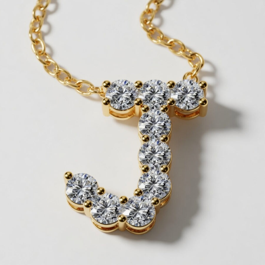 1.00 CTW Round Lab-Grown Diamond Initial J Personalized Pendant (D–F / VS1–VS2)
