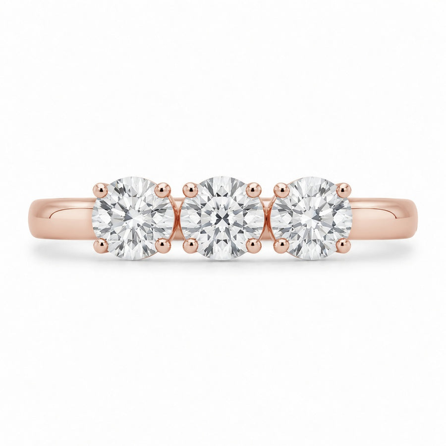 1.00 CT Round Cut Lab-Grown Diamond Three-Stone Engagement Ring in 14K White Gold – Minimalist Trilogy Anniversary Design