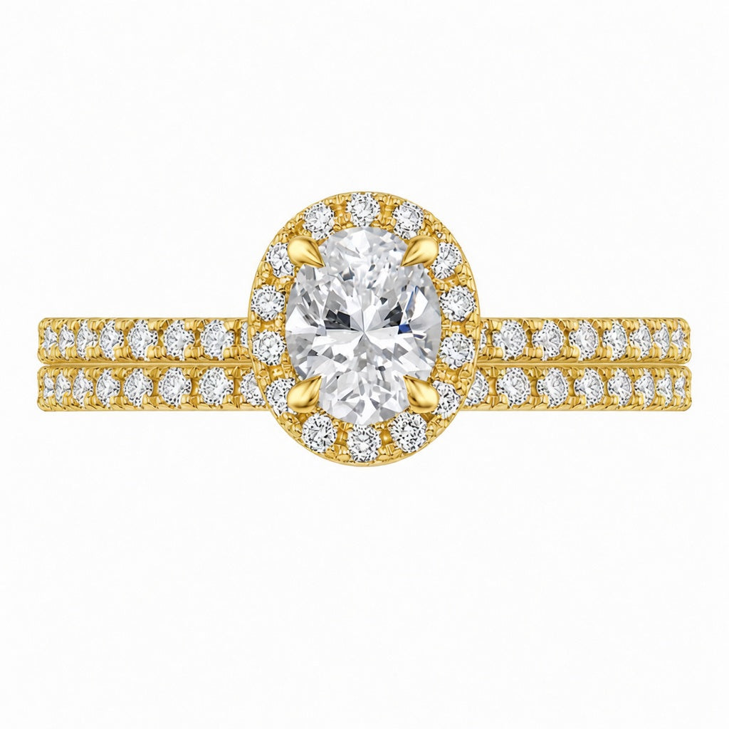 3.00 CT Waverly Lab-Grown Diamond 2PCS Halo Bridal Set in 14K White Gold – Micro Pavé Wedding Ring Design