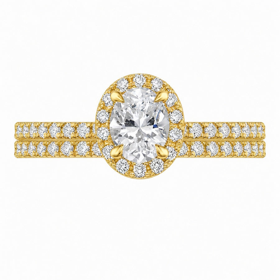 3.00 CT Waverly Lab-Grown Diamond 2PCS Halo Bridal Set in 14K White Gold – Micro Pavé Wedding Ring Design
