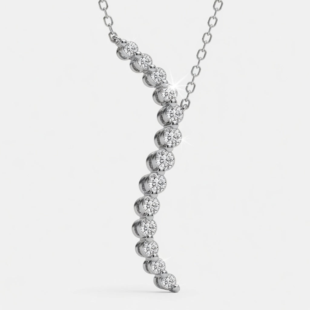 14K White Gold Curved Floating Lab-Grown Diamond Pendant (1.15 CTW – D–F / VS1–VS2)