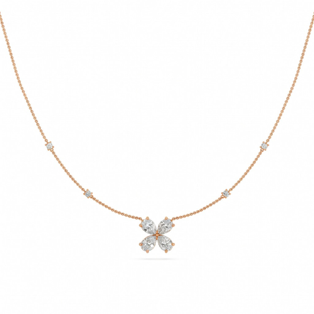 1.3 Ct Pear Round Cut Diamond Pendant Necklace VS1 D-F White Gold 14k