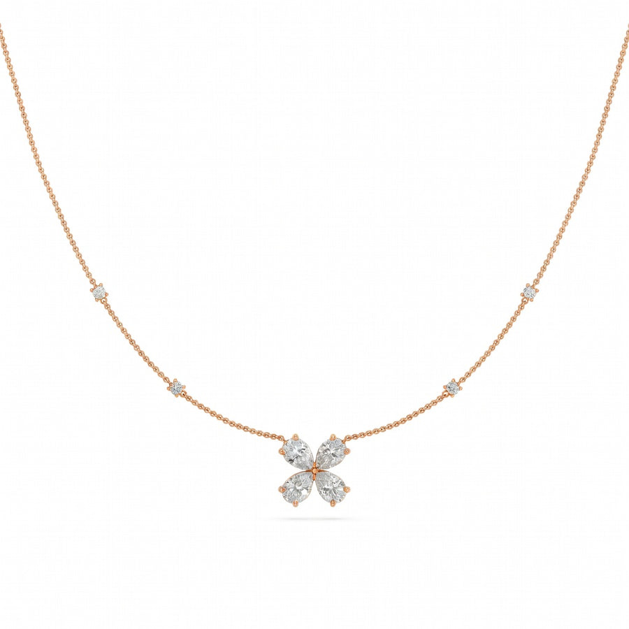 1.3 Ct Pear Round Cut Diamond Pendant Necklace VS1 D-F White Gold 14k