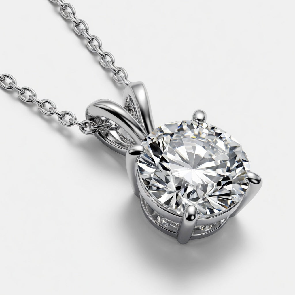2.00 Carat Round Lab-Grown Diamond Split Bail Solitaire Pendant – VS1 Clarity, D–F Color, 14K White Gold with Adjustable Chain