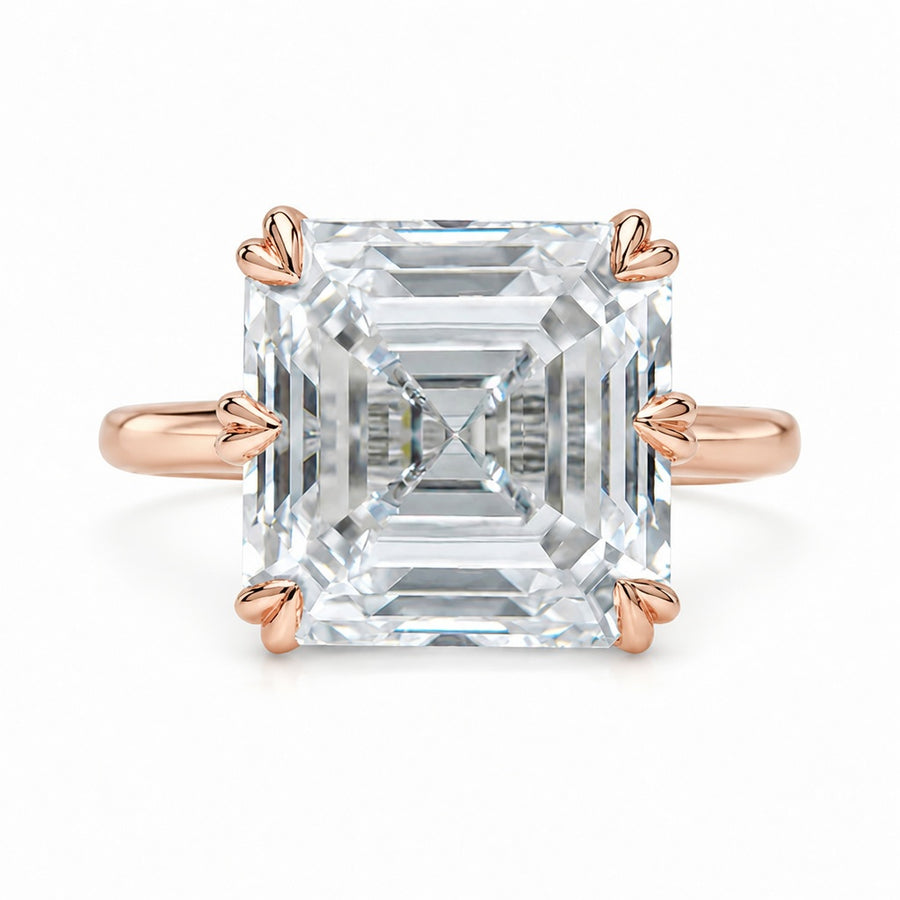 4.50 CT Asscher Cut Lab-Grown Diamond Solitaire Engagement Ring in 14K White Gold – Classic Art Deco Design