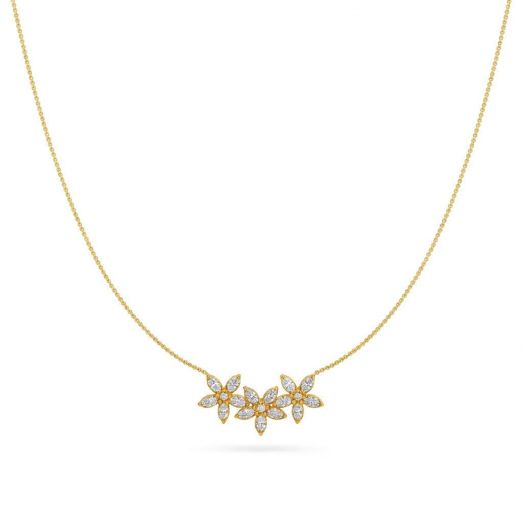 1.4 Ct Round Marquise Cut Diamond Pendant Necklace VS1 D-F White Gold 14k