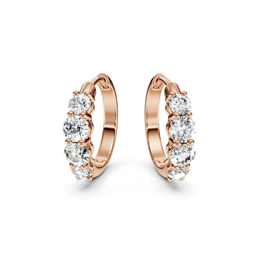 1.47 ct Round Cut Hoop Prong Hinged Diamond Earrings VS1 D White Gold 14k