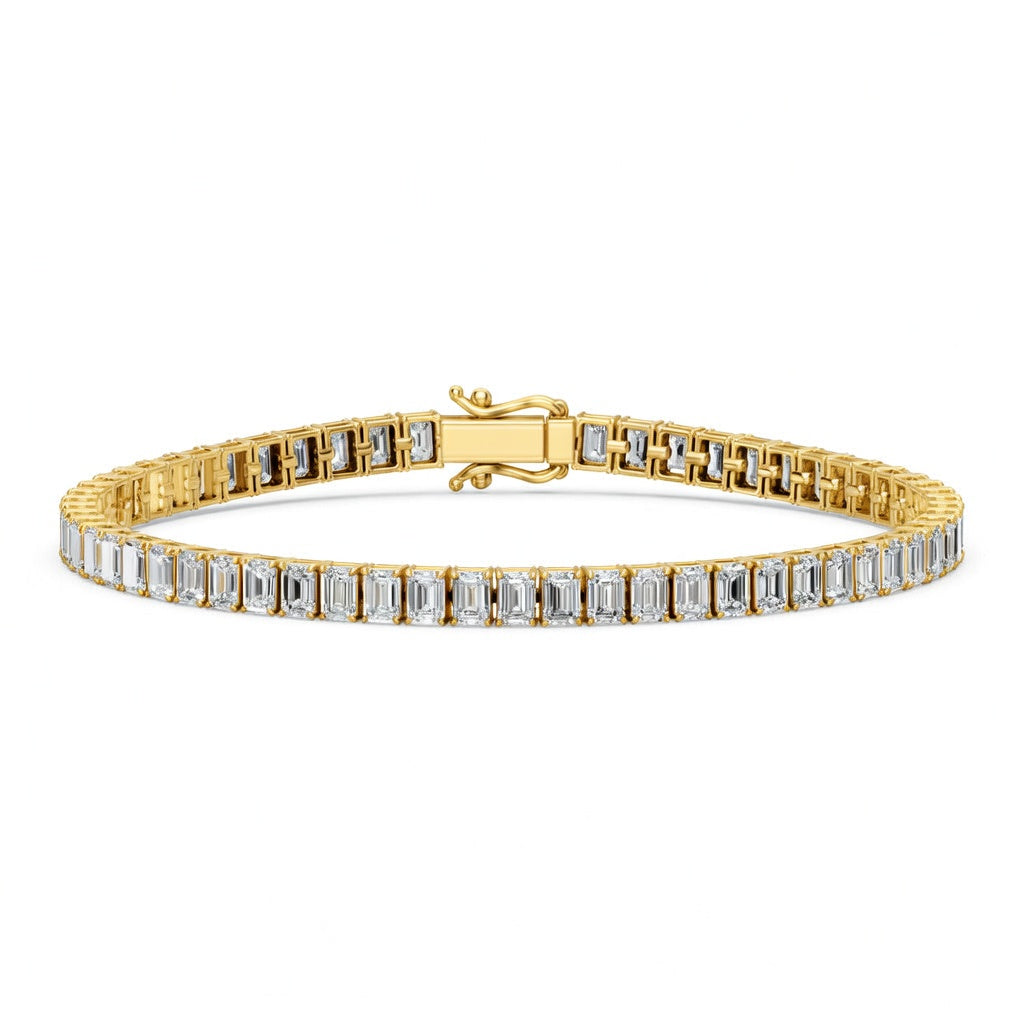 10.5 Carat Emerald Cut Diamond Tennis Bracelet VS1 D F White Gold 14k